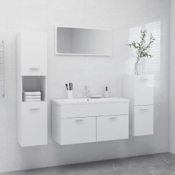 vidaXL Juego de muebles de baño madera de ingeniería blanco brillo
