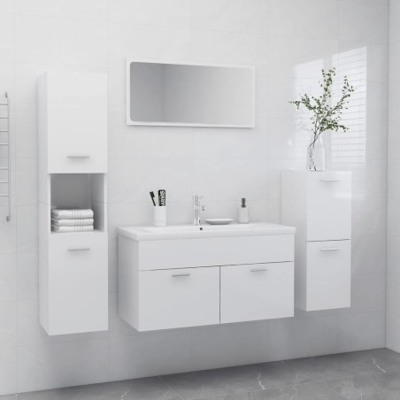vidaXL Juego de muebles de baño madera de ingeniería blanco brillo