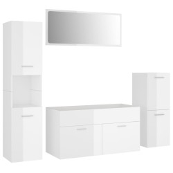 vidaXL Juego de muebles de baño madera de ingeniería blanco brillo