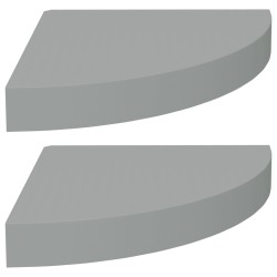 vidaXL Estantes flotantes de esquina 2 uds MDF gris 25x25x3,8 cm
