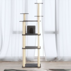 vidaXL Rascador para gatos con postes de sisal gris oscuro 171 cm