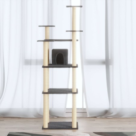 vidaXL Rascador para gatos con postes de sisal gris oscuro 171 cm