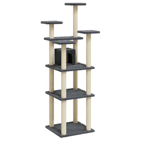 vidaXL Rascador para gatos con postes de sisal gris oscuro 171 cm