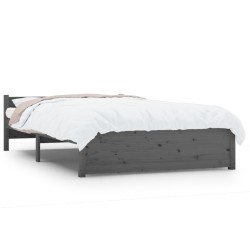 vidaXL Estructura de cama de matrimonio madera maciza gris 135x190 cm