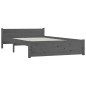 vidaXL Estructura de cama de matrimonio madera maciza gris 135x190 cm