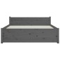 vidaXL Estructura de cama de matrimonio madera maciza gris 135x190 cm