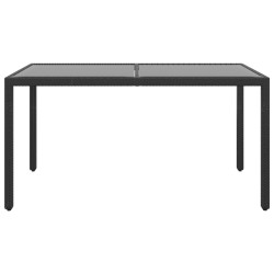 vidaXL Mesa jardín vidrio templado ratán sintético negro 150x90x75 cm