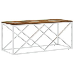 vidaXL Mesa de centro acero inoxidable y madera maciza reciclada