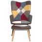 vidaXL Silla mecedora con reposapiés tela patchwork vidaXL Silla mecedora con reposapiés tela patchwork