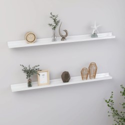 vidaXL Estantes de pared 2 unidades blanco brillo 100x9x3 cm