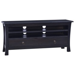 vidaXL Mueble para TV madera maciza de caoba negro café 100x30x45 cm