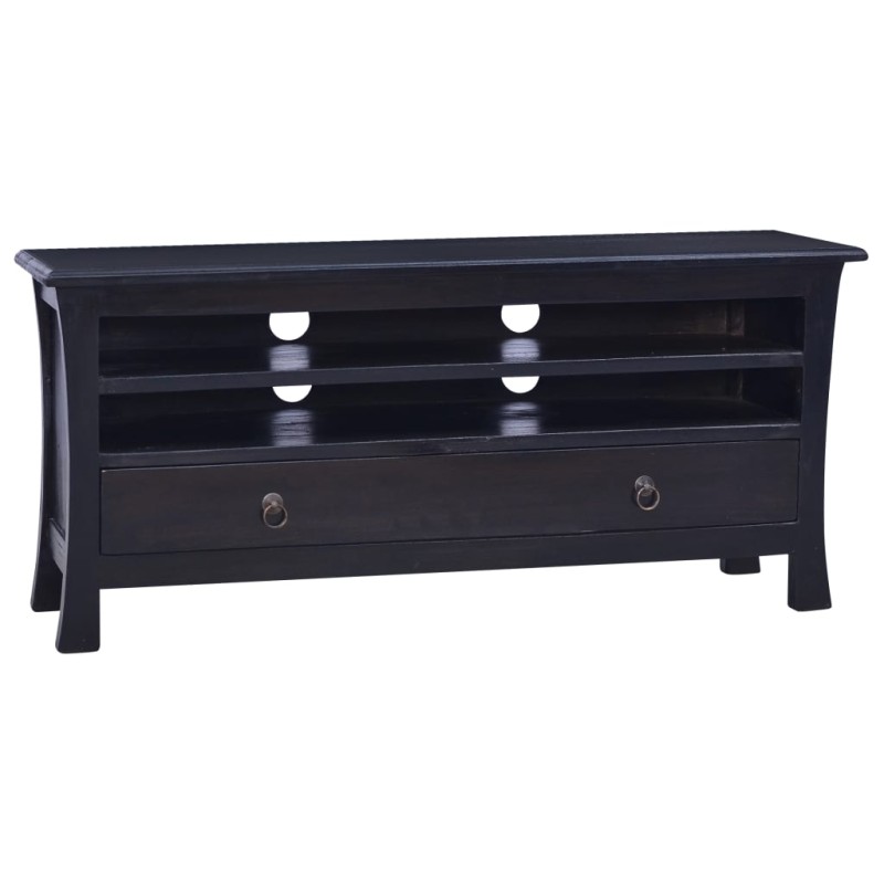 vidaXL Mueble para TV madera maciza de caoba negro café 100x30x45 cm vidaXL Mueble para TV madera maciza de caoba negro café 100x30x45 cm