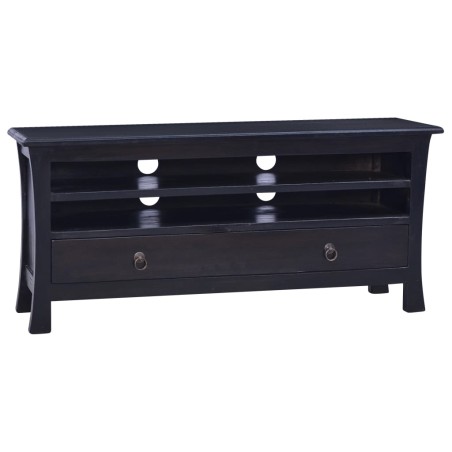 vidaXL Mueble para TV madera maciza de caoba negro café 100x30x45 cm