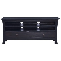vidaXL Mueble para TV madera maciza de caoba negro café 100x30x45 cm