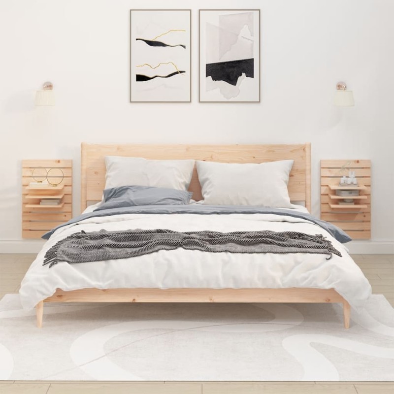 vidaXL Estantes mesitas de pared 2 uds madera maciza de pino vidaXL Estantes mesitas de pared 2 uds madera maciza de pino