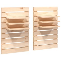 vidaXL Estantes mesitas de pared 2 uds madera maciza de pino