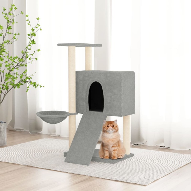 vidaXL Rascador para gatos con postes de sisal gris claro 96 cm vidaXL Rascador para gatos con postes de sisal gris claro 96 cm