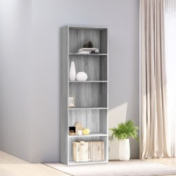 vidaXL Estantería 5 niveles madera contrachapada gris 60x30x189 cm