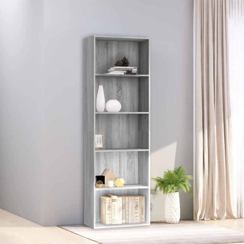 vidaXL Estantería 5 niveles madera contrachapada gris 60x30x189 cm