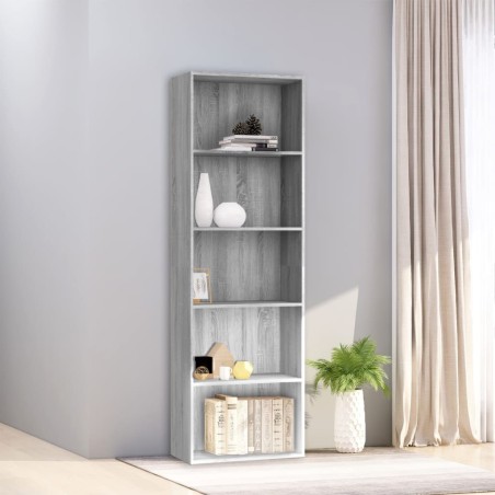 vidaXL Estantería 5 niveles madera contrachapada gris 60x30x189 cm