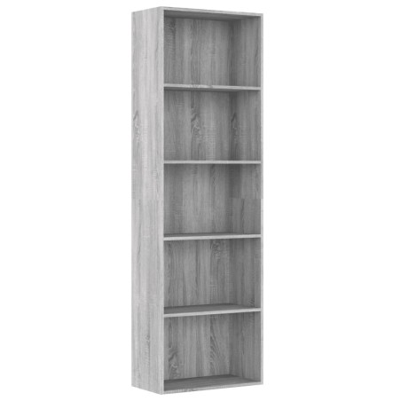 vidaXL Estantería 5 niveles madera contrachapada gris 60x30x189 cm