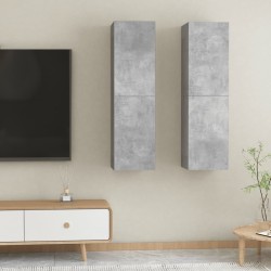 vidaXL Mueble de TV 2 uds contrachapada gris hormigón 30,5x30x110 cm
