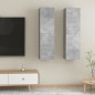 vidaXL Mueble de TV 2 uds contrachapada gris hormigón 30,5x30x110 cm