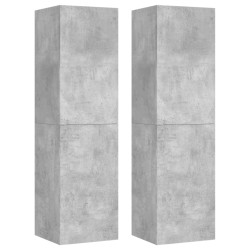 vidaXL Mueble de TV 2 uds contrachapada gris hormigón 30,5x30x110 cm