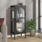 vidaXL Aparador alto vidrio y acero negro 40x35x105 cm vidaXL Aparador alto vidrio y acero negro 40x35x105 cm