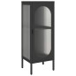 vidaXL Aparador alto vidrio y acero negro 40x35x105 cm vidaXL Aparador alto vidrio y acero negro 40x35x105 cm