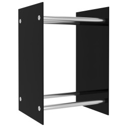 vidaXL Leñero de vidrio negro 40x35x60 cm