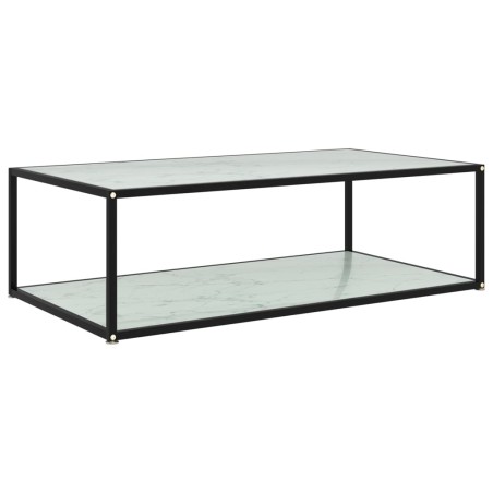vidaXL Mesa de centro vidrio templado blanco 120x60x35 cm