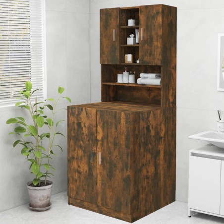 vidaXL Armario para lavadora color roble ahumado 70,5x25,5x90 cm