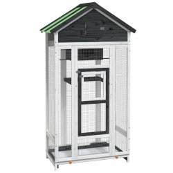 vidaXL Casita para pájaros madera maciza pino gris 91,5x53x170 cm