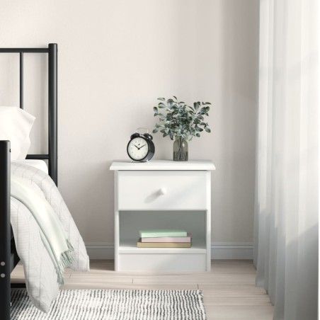vidaXL Mesita de noche ALTA madera maciza de pino blanco 43x35x40,5 cm