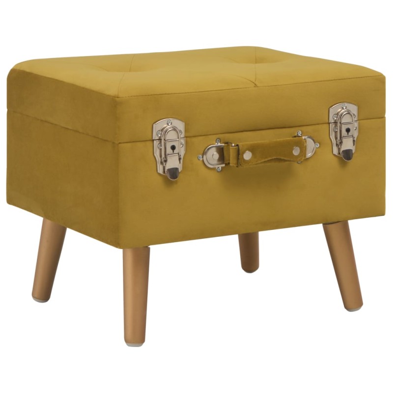 vidaXL Taburete de almacenamiento de terciopelo amarillo mostaza 40 cm vidaXL Taburete de almacenamiento de terciopelo amarillo mostaza 40 cm