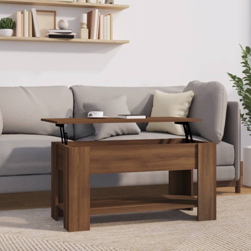 vidaXL Mesa de centro madera contrachapada marrón roble 101x49x52 cm vidaXL Mesa de centro madera contrachapada marrón roble 101x49x52 cm