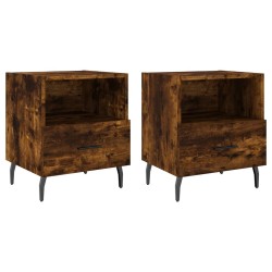 vidaXL Mesita noche 2 uds madera ingeniería roble ahumado 40x35x47,5cm