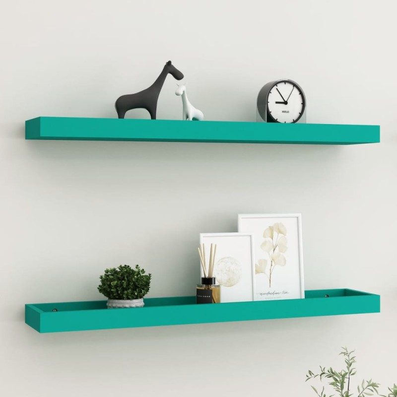 vidaXL Estantes de pared Loggia 2 uds azul MDF 80x15x4 cm 