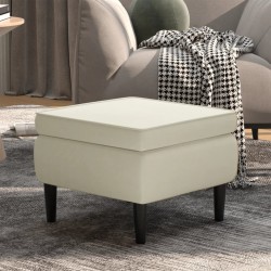 vidaXL Taburete con patas de madera terciopelo crema