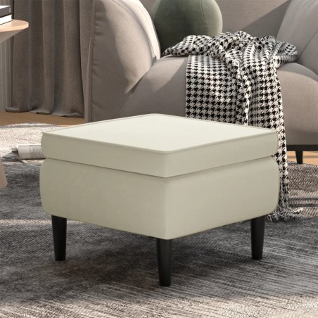 vidaXL Taburete con patas de madera terciopelo crema