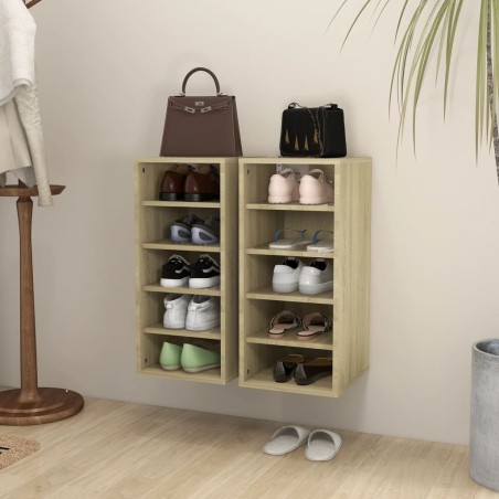 vidaXL Muebles zapateros 2 uds contrachapado roble Sonoma 31,5x35x70cm