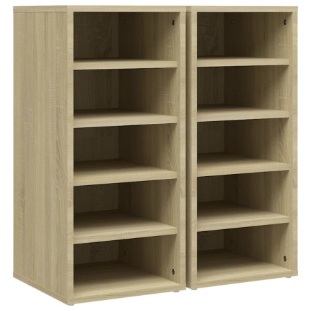 vidaXL Muebles zapateros 2 uds contrachapado roble Sonoma 31,5x35x70cm