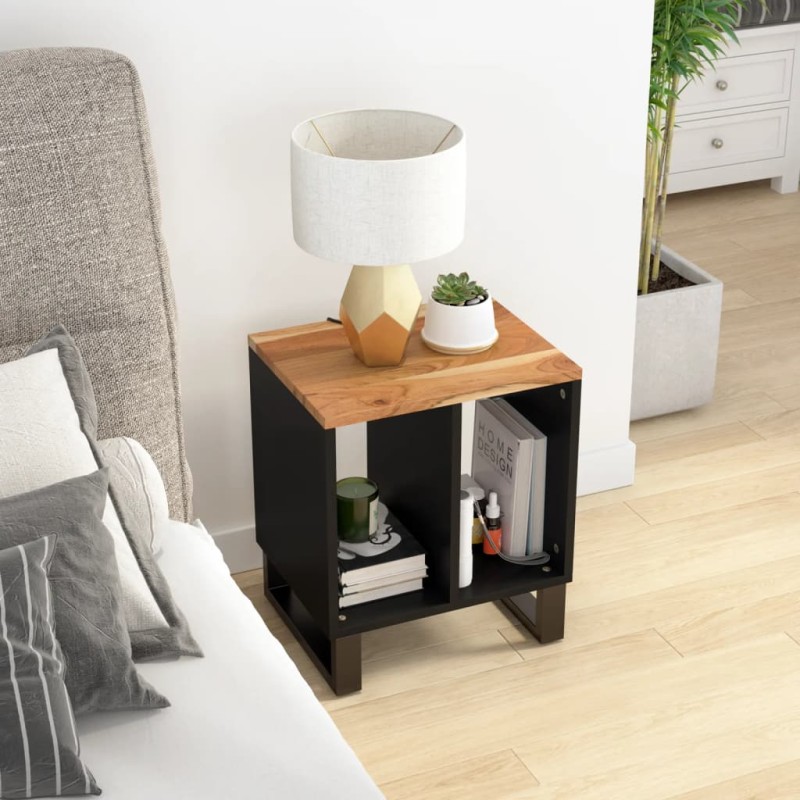 vidaXL Mesa auxiliar madera maciza acacia y contrachapada 40x31x46 cm vidaXL Mesa auxiliar madera maciza acacia y contrachapada 40x31x46 cm