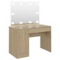 vidaXL Tocador de maquillaje con luces LED MDF roble 110x55x145 cm vidaXL Tocador de maquillaje con luces LED MDF roble 110x55x145 cm