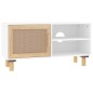 vidaXL Mueble para TV madera maciza pino y ratán natural 80x30x40 cm