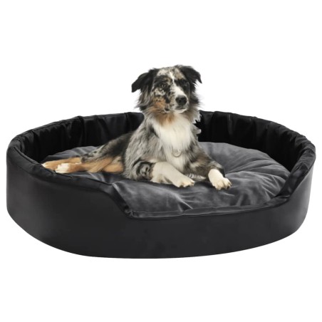vidaXL Cama de perros felpa y cuero sintético gris oscuro 90x79x20 cm