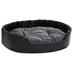 vidaXL Cama de perros felpa y cuero sintético gris oscuro 90x79x20 cm