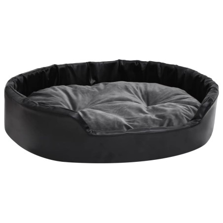 vidaXL Cama de perros felpa y cuero sintético gris oscuro 90x79x20 cm