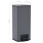 vidaXL Cubo basura con pedal antihuellas 30L gris acero inoxidable vidaXL Cubo basura con pedal antihuellas 30L gris acero inoxidable